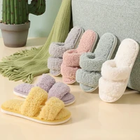 women furry slippers soft plush faux fur floor shoes ladies fashion home slippers open toe fluffy house slides chaussure femme