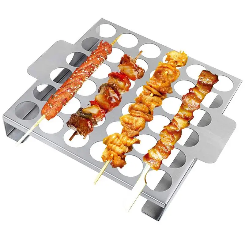 

Pepper Grill Rack Barbeque Grill For Camping BBQ Holder For Grill 36 Holes Pepper Rack Stainless Steel Barbecue Rack