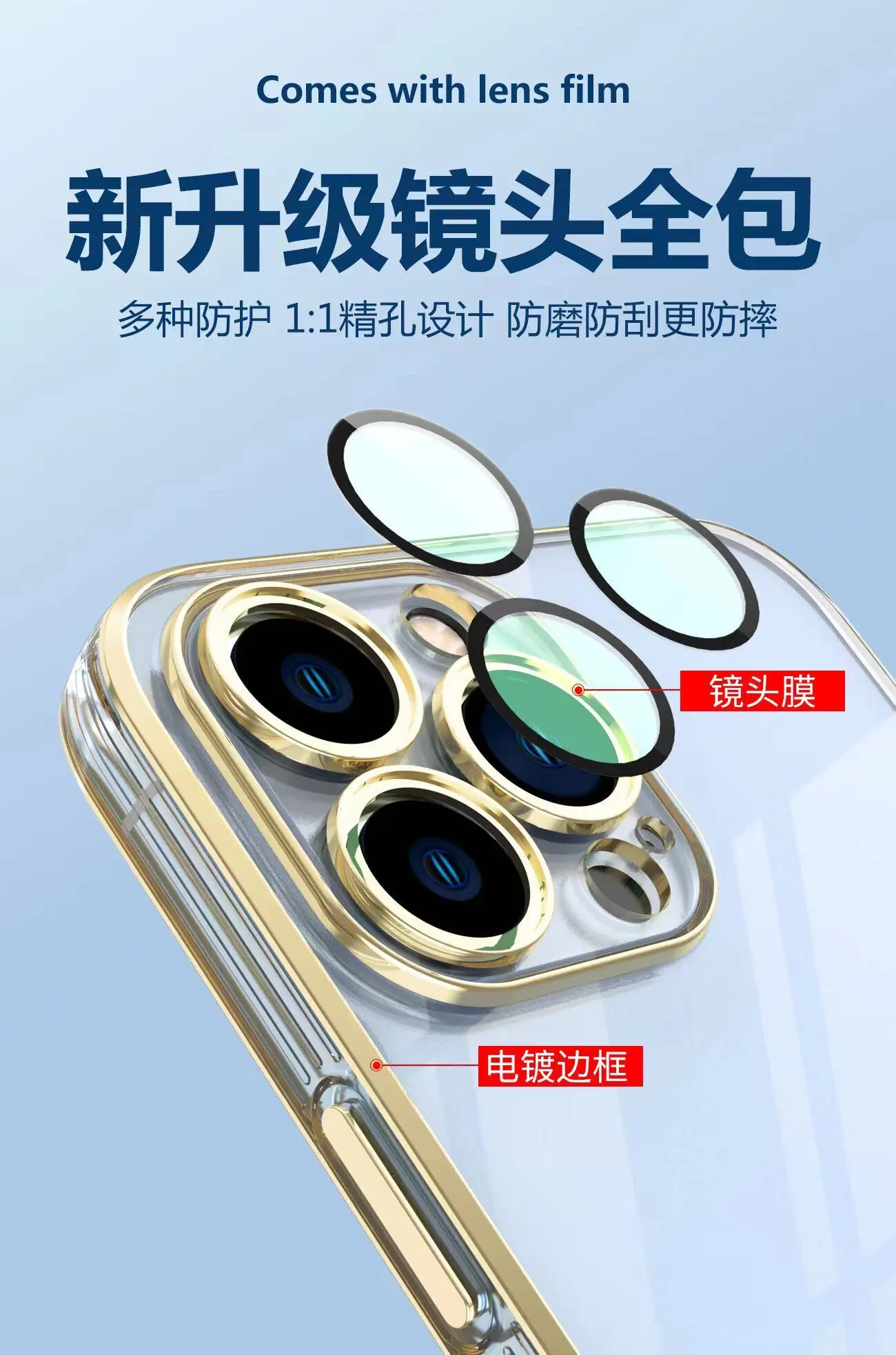 

TPU Electroplated Lens Flim Phone Case For iPhone 14 13 12 11 Pro MAX Plus Dustproof Net Soft Clear Full Len Protection CoverDRB