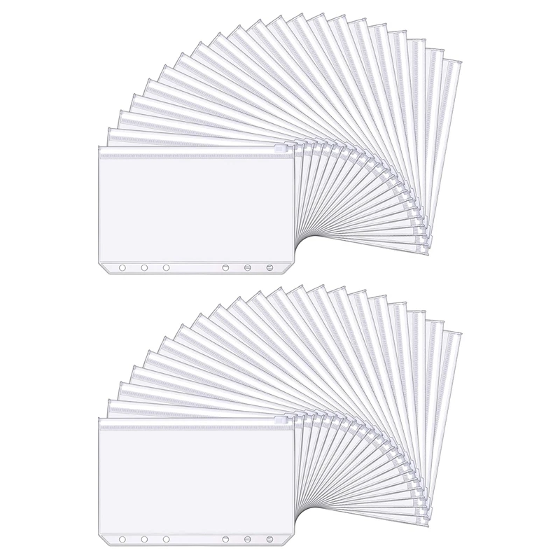 

A6 Size 6 Holes Binder Pockets, Binder Zipper Folders, Zipper Loose Leaf Bags For Documents Notebooks Cards, 30 Pcs