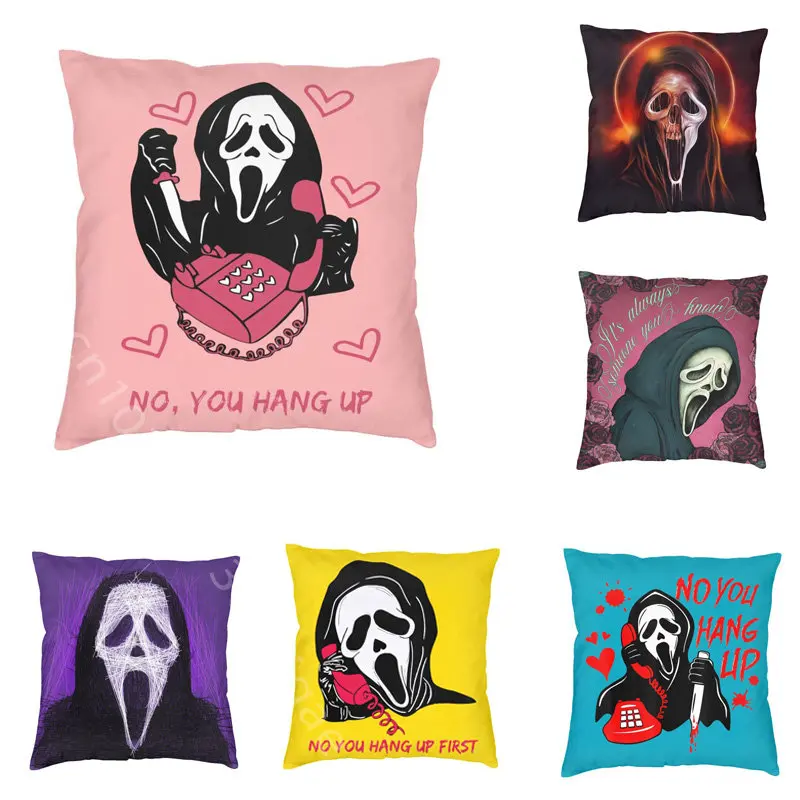 

Funny Halloween Ghostface Pillow Case Scream Sidney Prescott Film Cushion Cover Sofa Square Throw Pillows Living Room Decoration