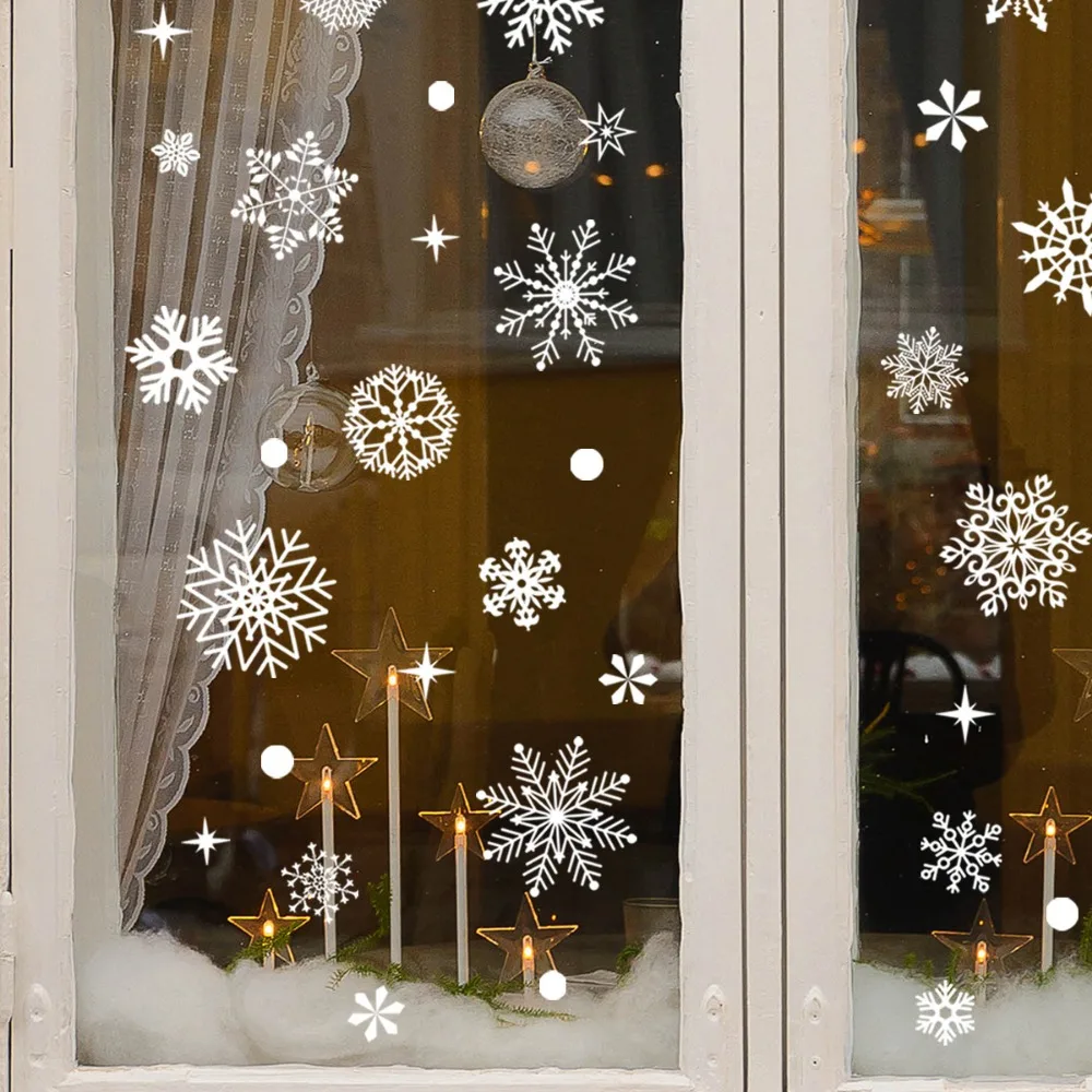 Christmas Snowman Snowflake Santa Claus Wall Sticker New Year Glass Window Decoration Mural Room Home Decor Electrostatic Decals