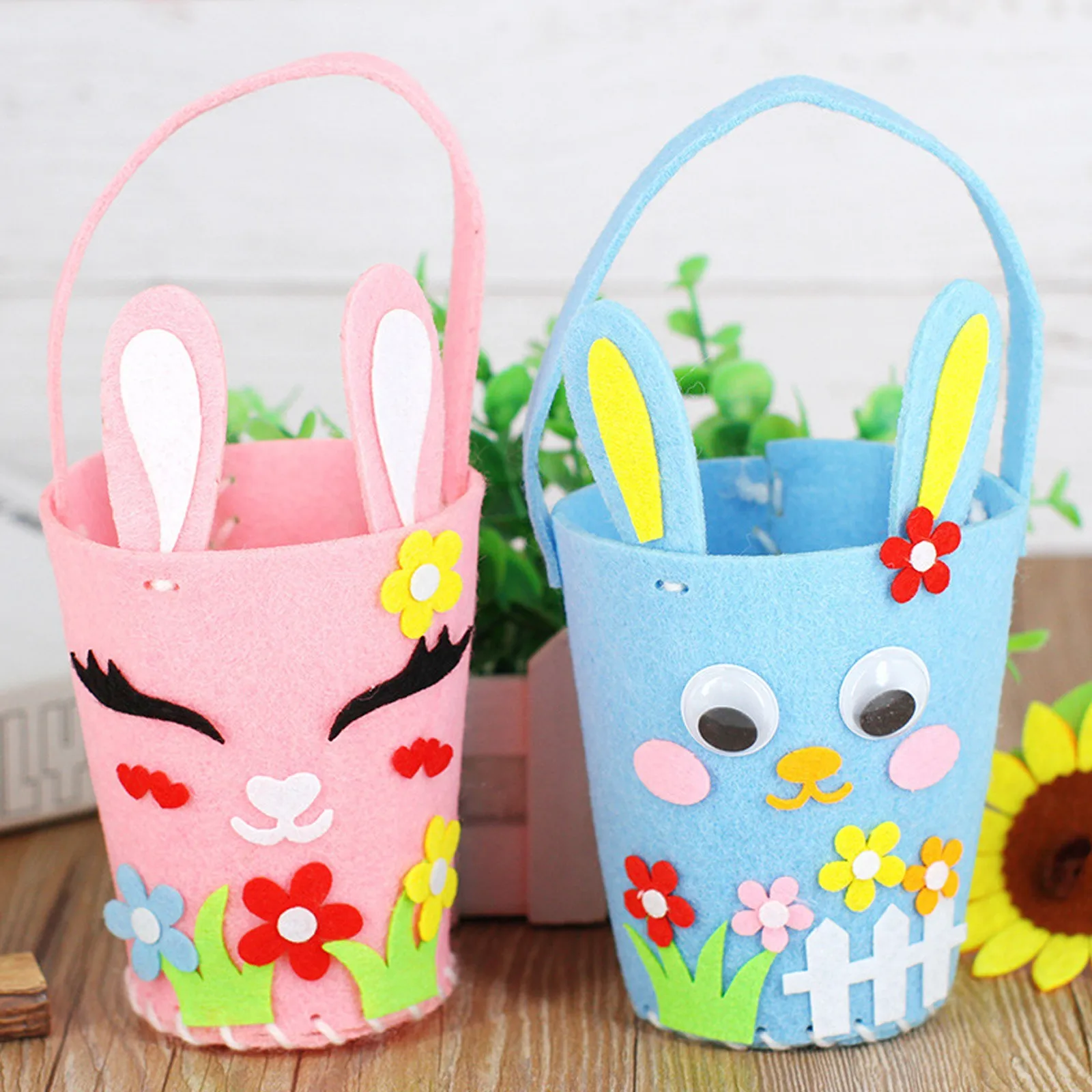 

1Pcs Popular Easter Basket Candy Egg Storage Bucket With Fluffy Tai Huge Storage High Quality Cute Rabbit Handbag For Kids
