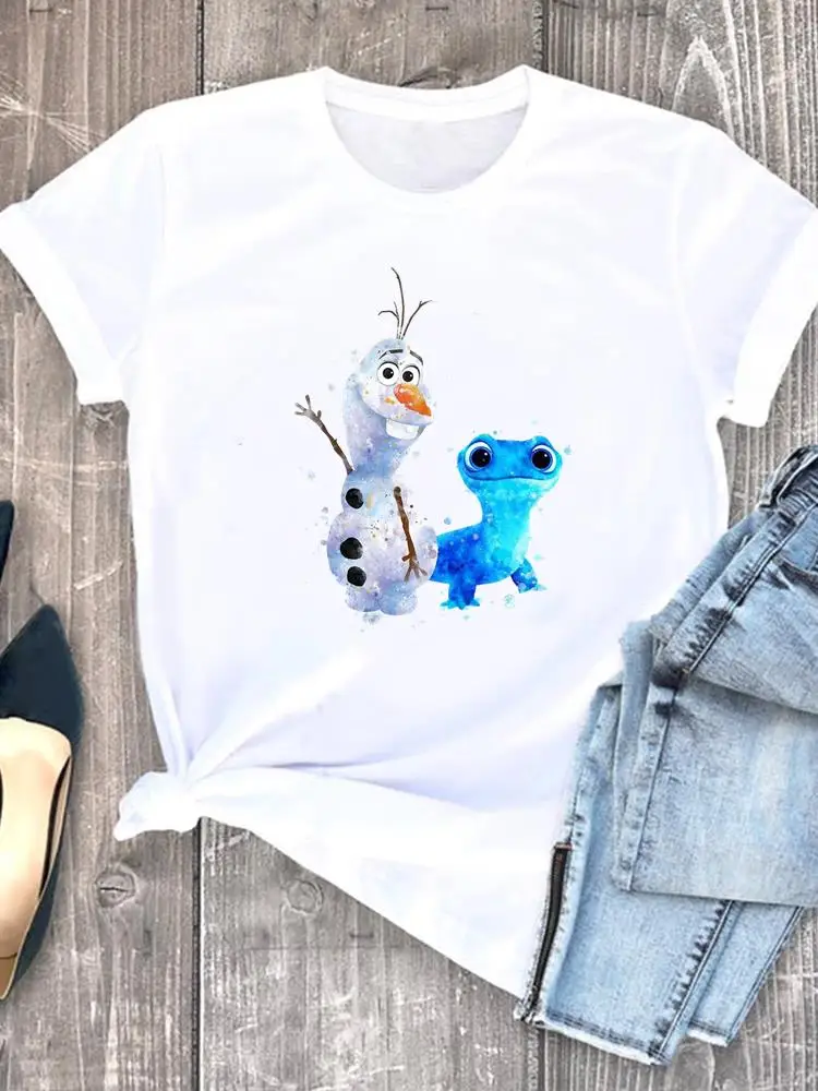 

Women Female Disney Clothes 90s Printed Princess Tee Top Sweet Cute Trend Clothing Fashion Lady Cartoon Casual Graphic T-shirts