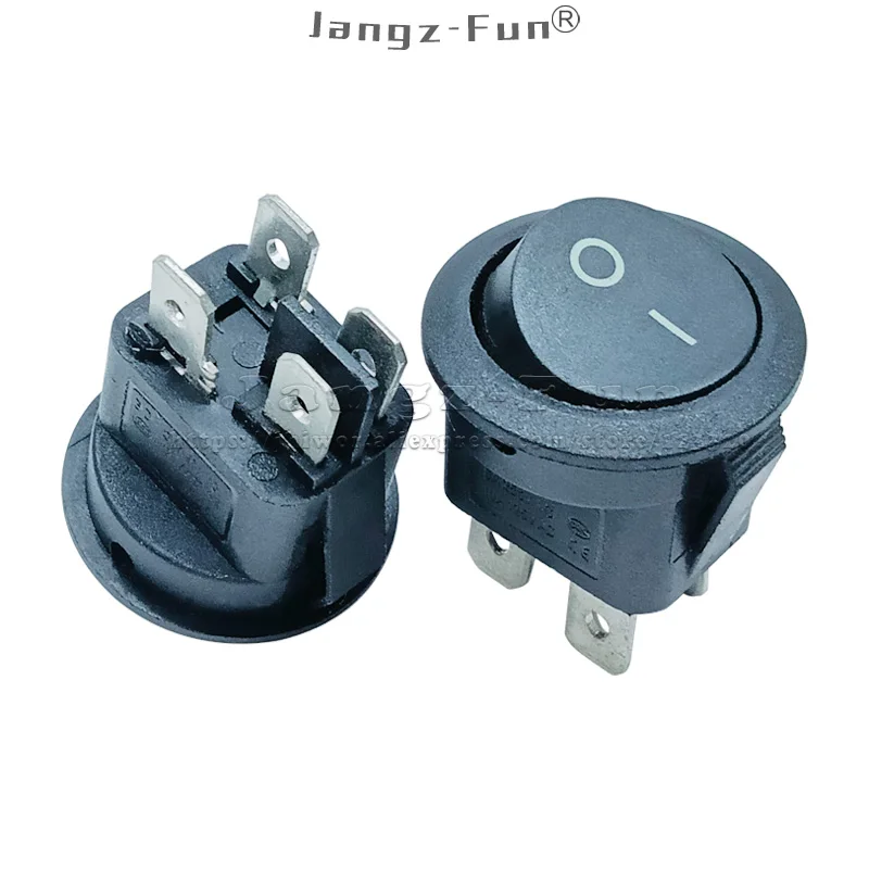 

Полукруглый клавишный выключатель, 10 шт., 20 мм, 4 контакта, 2 положения, вкл./выкл., SPST, черное электрооборудование, переключатели питания, AC 6A250V 10A125V