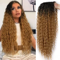 long curly wig for black women synthetic lace wig ombre honey blonde with dark root curly wigs natural hairline lace wigs