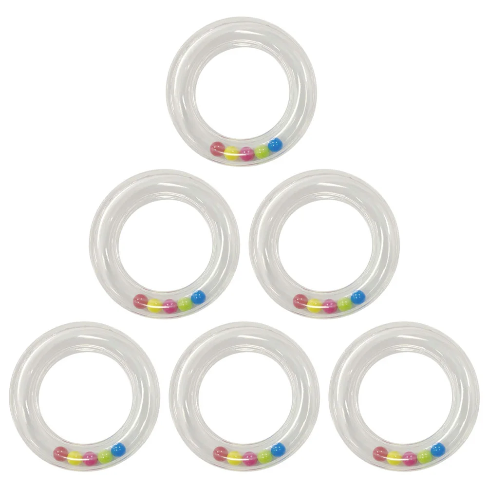 

6Pcs Shaking Ring Plaything Infant Transparent Rattles Plastic Soothing Toys