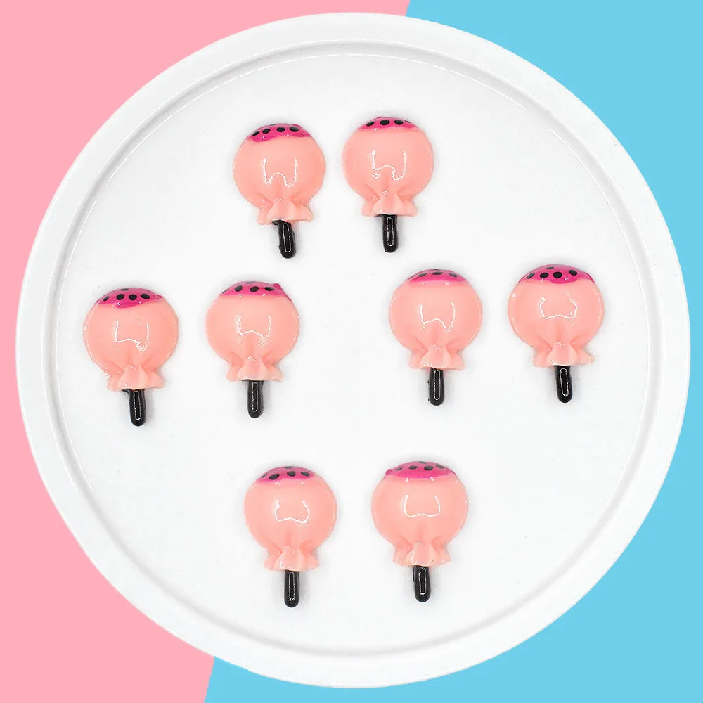 

10pcs Pink Resin Mini Kawaii Lollipop Cabochon Scrapbooking Accessories Material Planar Flatback Flat Back Embellishments Figure