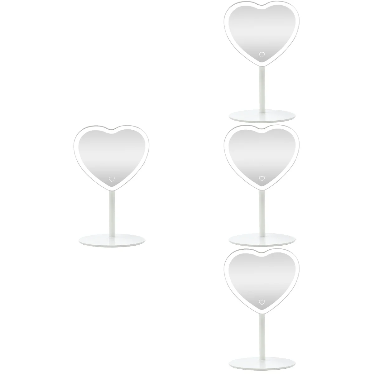 

4pcs Lighting Makeup Mirror Heart Mirror Student Tabletop Mirror