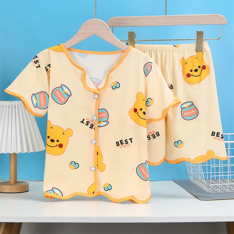 

Disney Winnie The Pooh Girls Pajamas Set Summer Thin Section Short Sleeve Girls Children's Home Clothes Summer Clothes Set