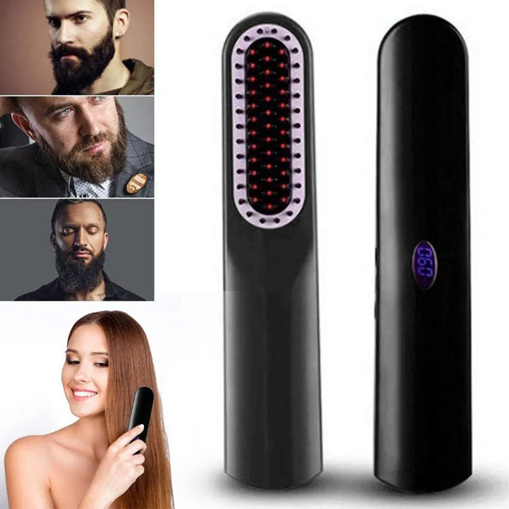 

Wireless Hair Straightener Brush Anti-scalding Wide Temperature Range Charging Beard Comb USB