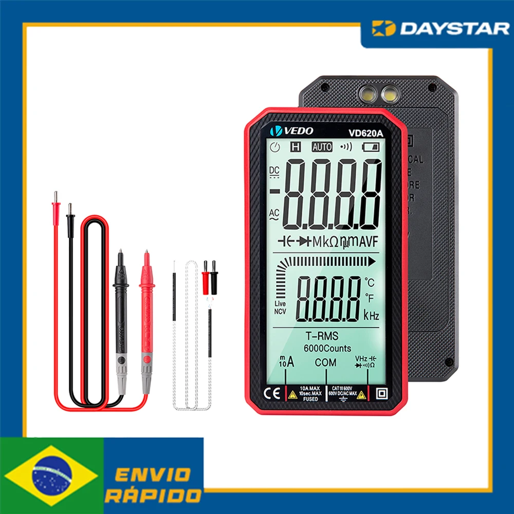 

Multimeter Anti-burn Automatic Intelligent Red Ac + Dc 600mV Portable LED Portable Portable AAA Digital Battery