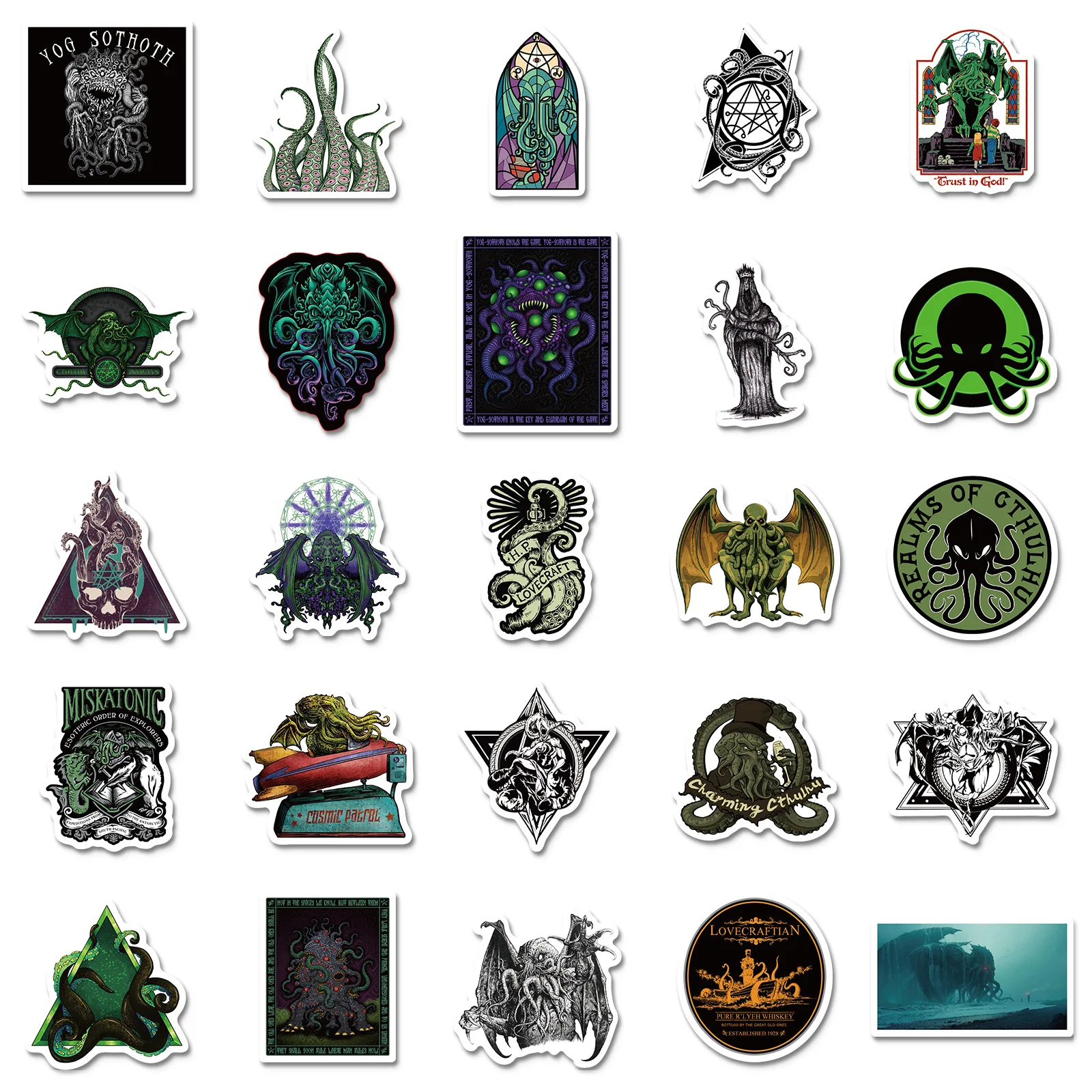 10/50PCS Horror Great Cthulhu Mythos Stickers Suitcase Skateboard Laptop Luggage Graffiti Decal Cartoon Children Toy - купить по