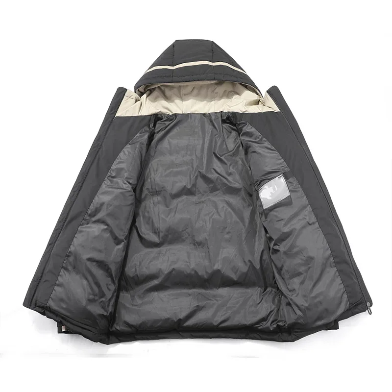 Winter Thicken Warm Padded Parka Men Patchwork Vintage Mural Print Down Jacket Streetwear Harajuku Oversized Coat  Men's Outwear