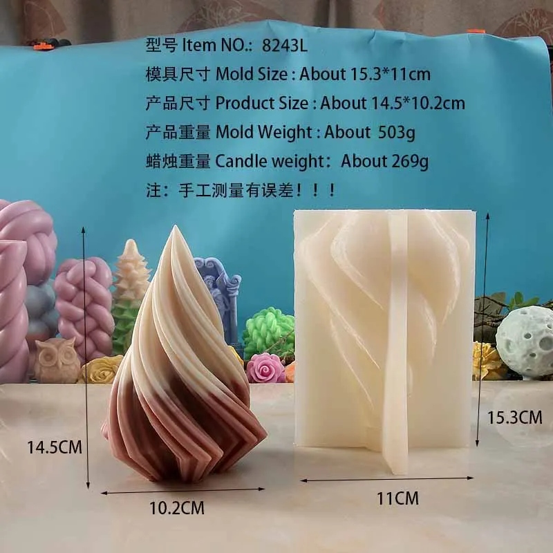 

Abstract Cone Aromatherapy Candle Mould Geometric Thread Cone Silicone Mold European Style Ornaments Mold 8243L