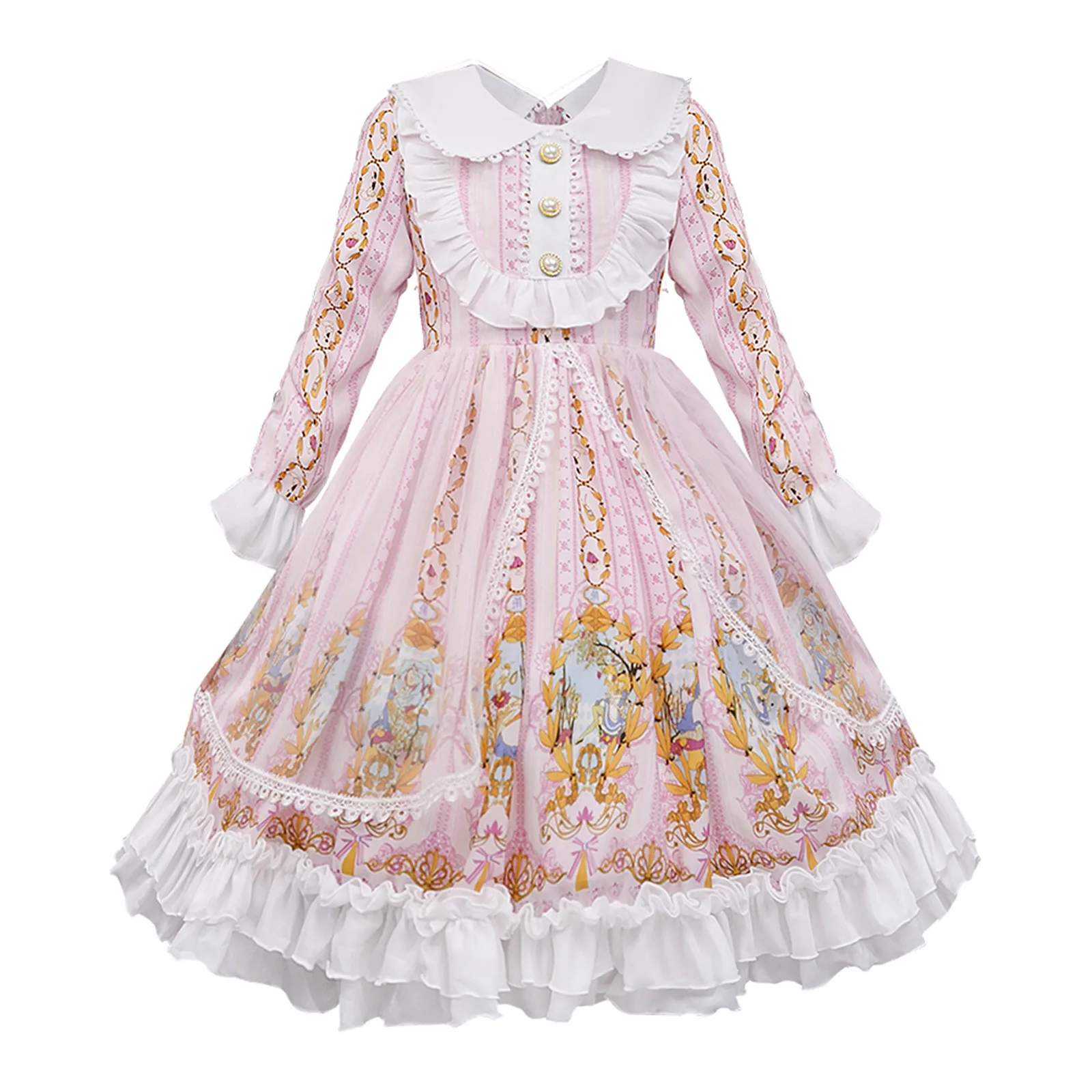 

Toddler Baby Kids Girls Dresses Patchwork Lace Soft Elegant Dress Party Cosplay Princess Long Dress Clothes Baby Girl Dress