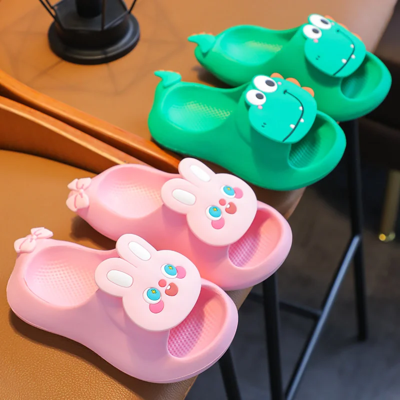 

2023 Cartoon Girls Boy's Slippers Cute Rabbit Dinosaur EVA Home Children Slippers Soft Bottom Outdoor Beach Kids Summer Shoes