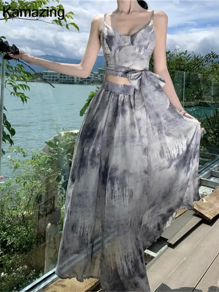 Женский летний повседневный костюм с юбкой элегантный укороченный топ без