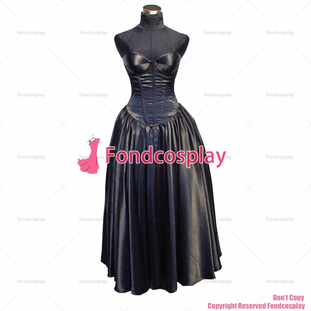 Платье для косплея с надписью The Story Of O With Bra телесного цвета черное атласное