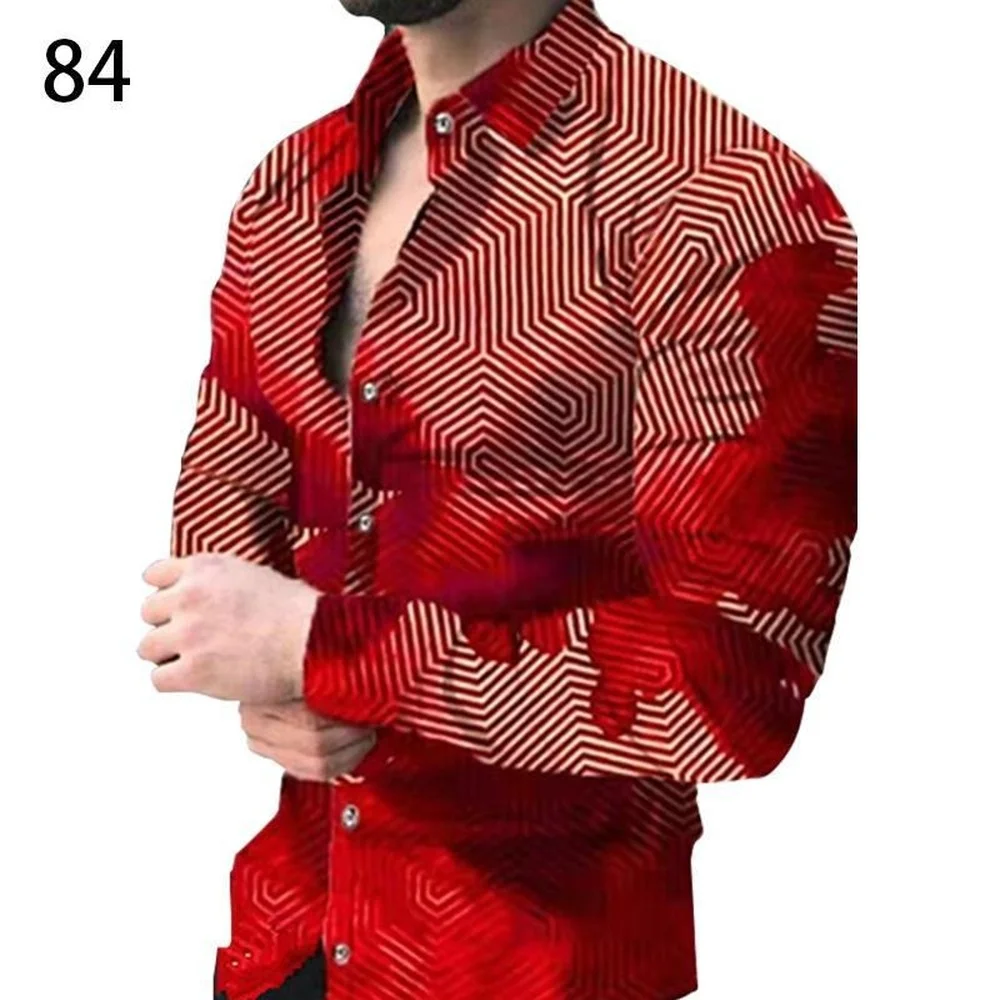 New Men's Gradient Print Long Sleeve Shirt