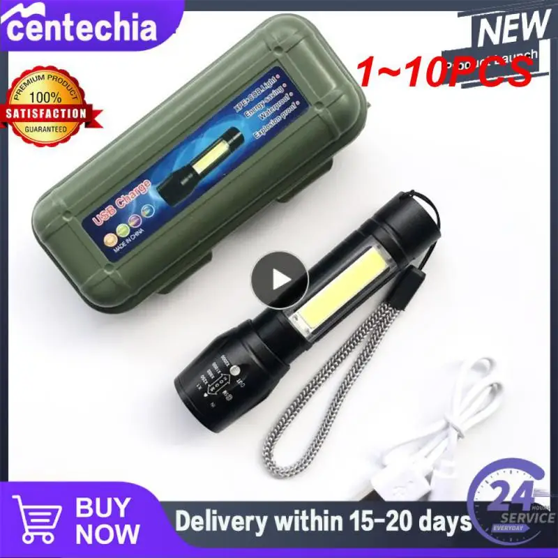 

1~10PCS Zoom Mini Led Flashlight XP-G Q5 Flash Light Torch Lantern Portable rechargeable Glare COB Flashlight Outdoor Camping