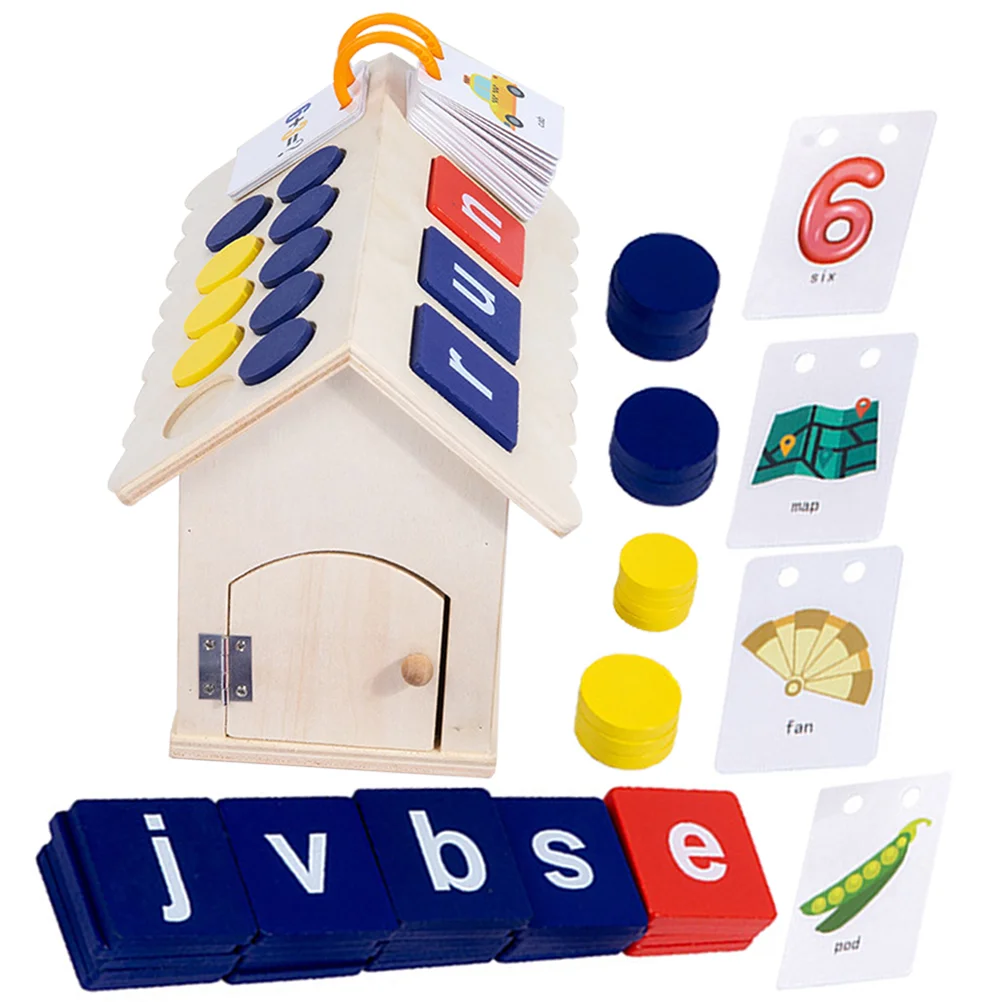 

Word Spelling Toy English Game Number Flash Cards Words Learn Wood Letter Alphabet Toys Kids Block