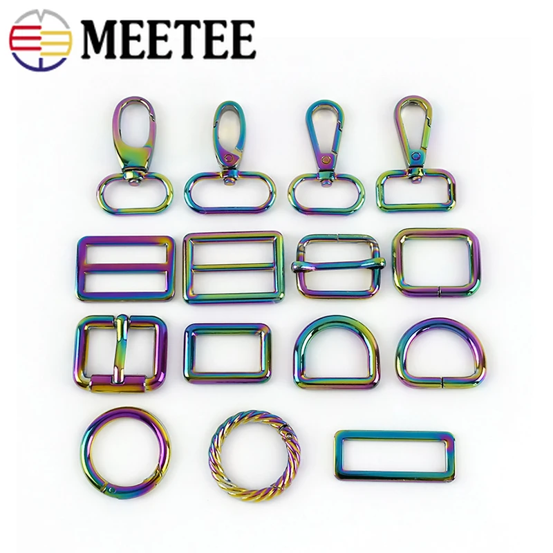 

5pcs 20/25/32/38mm Colorful Metal Clasp Bag Hook Tri-Glide Spring Ring Buckle Strap Web Adjust Buckles Pin Band Hooks Accessory