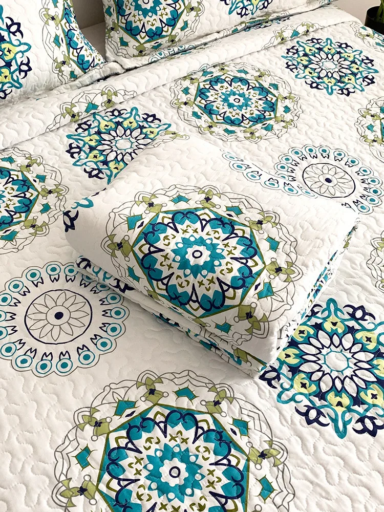 Floral Print Quilted Bedspread on The Bed Summer Duvet Quilt Blanket Tatami Sheet Coverlet Plaid Linen Cubrecam Bed Cover Colcha images - 6