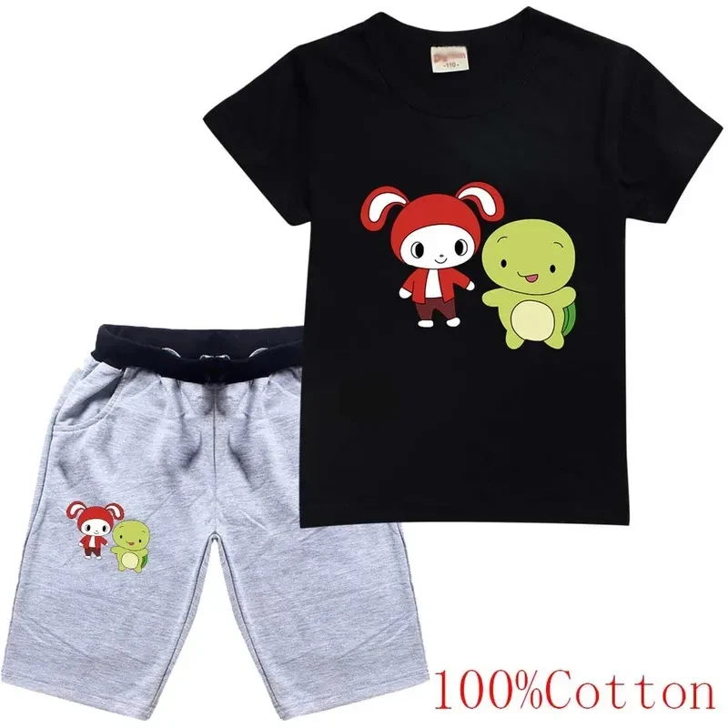 Фото ♥ Комплект одежды для девочек и мальчиков AA JJ Mikey: летние футболка и брюки, повседневный спортивный костюм из 2 предметов, футболка Maizen JJ, спортивный костюм, новинка 2026 №4
