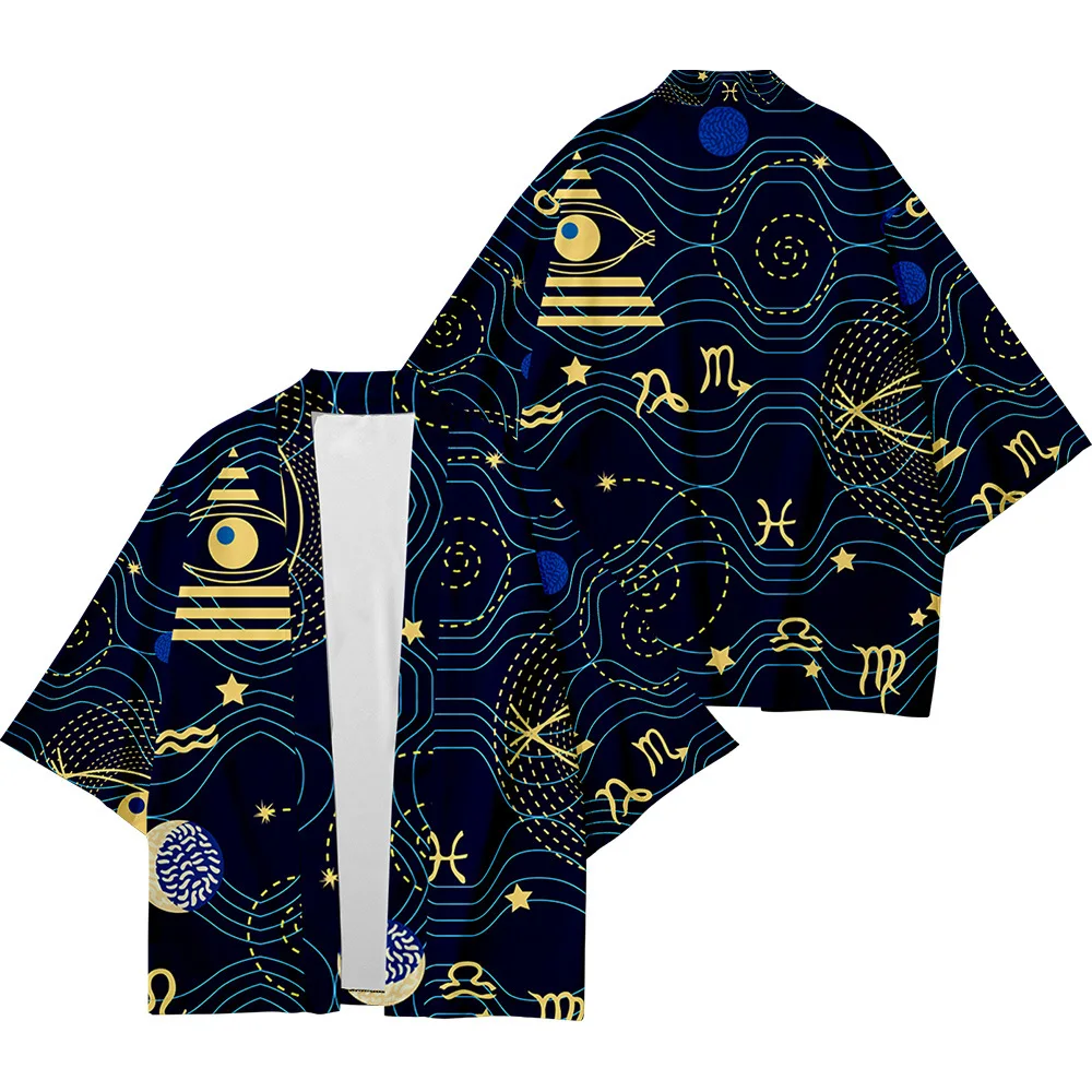 Женское и мужское свободное кимоно Свободный кардиган с геометрическим рисунком