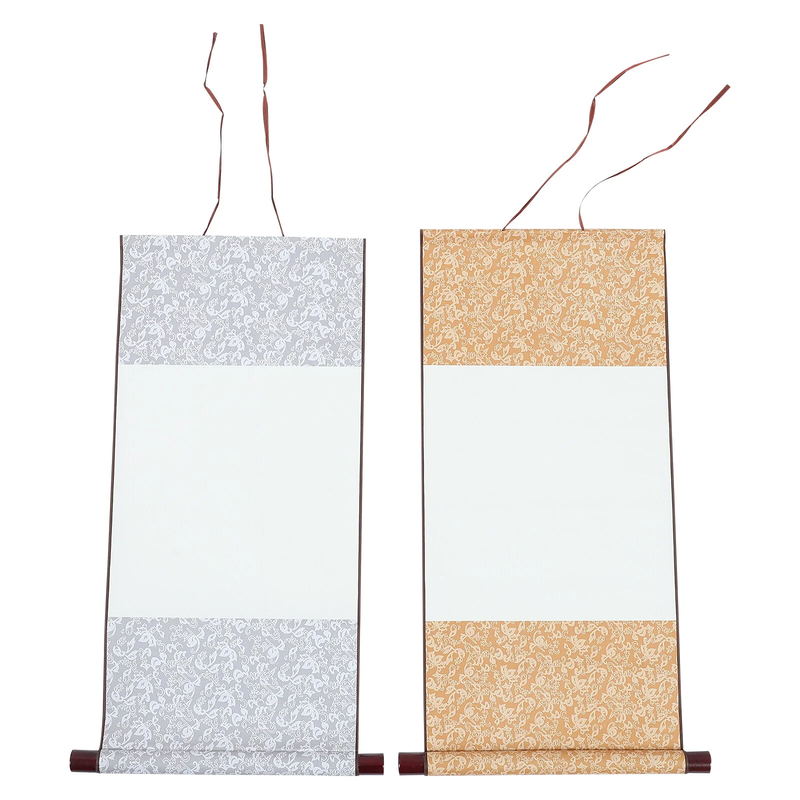 

2 Pcs Wall Mounted Clothes Rack Chinese Scroll Paper Blank Calligraphy Decorate 60X29X0.1CM Yellow Hanging