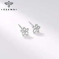 s925 sterling silver korean version petal zircon earrings womens simple sweet stud earrings aretes de plata de ley 925 mujer