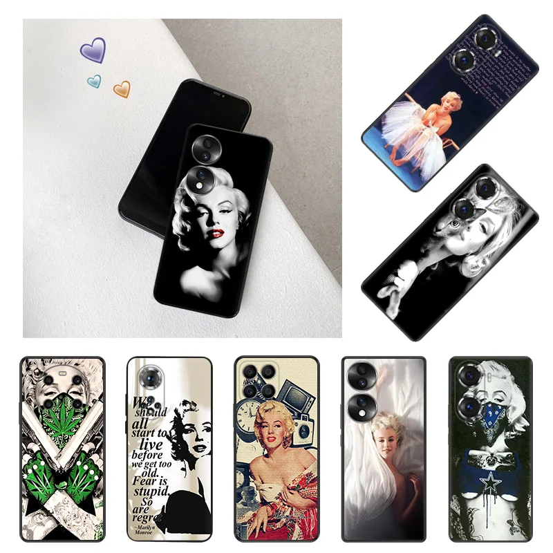 

Силиконовые черные чехлы для телефонов Honor 80 70 60 50 30i 20 X9a X8 X7 X6 X5 Magic 5 4 Marilyn Monroe Huawei Mate 20 10, чехол