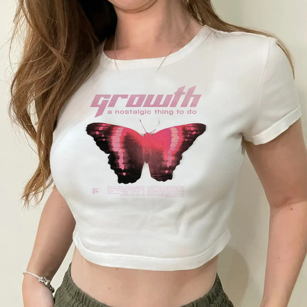 

Butterfly 90s aesthetic yk2 korean fashion gothic crop top Woman manga Kawaii 2000s graphic cropped