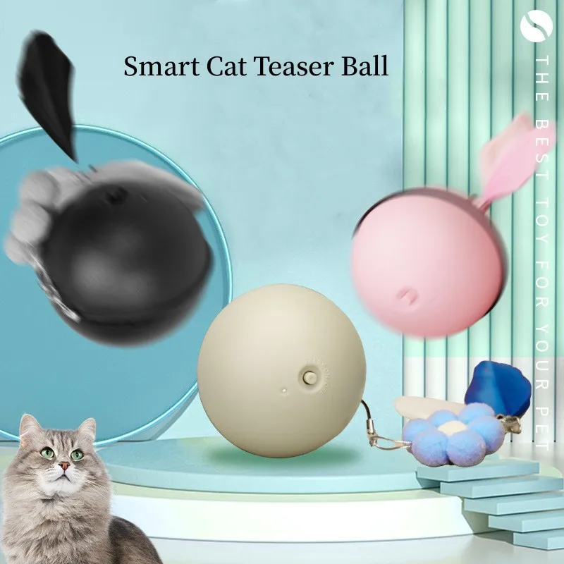 

Automatic Cat Teaser Ball Interactive Movement Toy With Feather and Bell USB Charging Intelligent Obstacle Avoidance