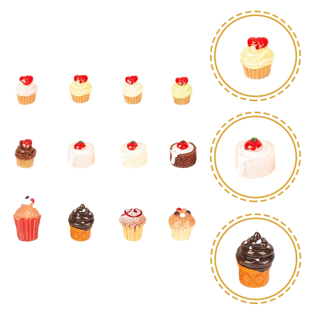 

Cake Mini Model Dessertminiaturefake House Ornament Pretend Play Toy Toys Kitchen Simulated Set Tiny Decor Scene Cakes Resin 12
