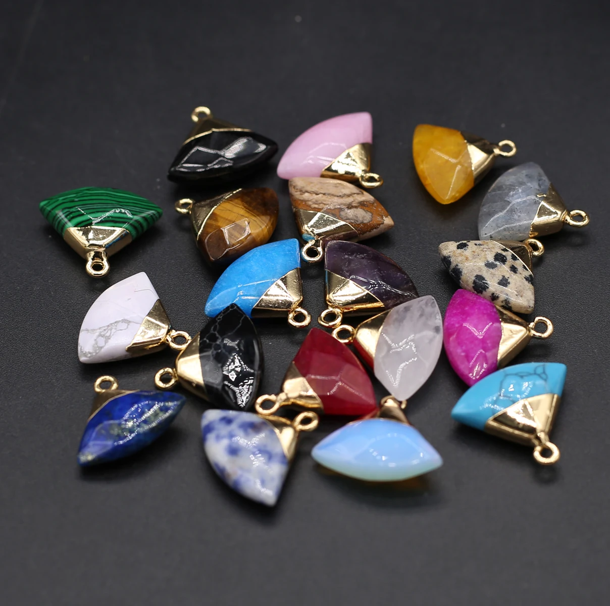 

3pcs/lot Triangle Natural Amethysts Turquoises Pendant Charms Natural Agates Stone Pendant for Making DIY Jewerly Necklace