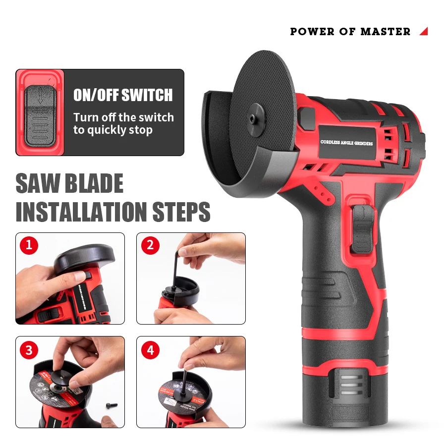 

12v/3 Inch Lithium Battery Angle Grinder Mini Small Household Cutting Disc Hand Tools Sander Mini Rotary Tool Abrasive