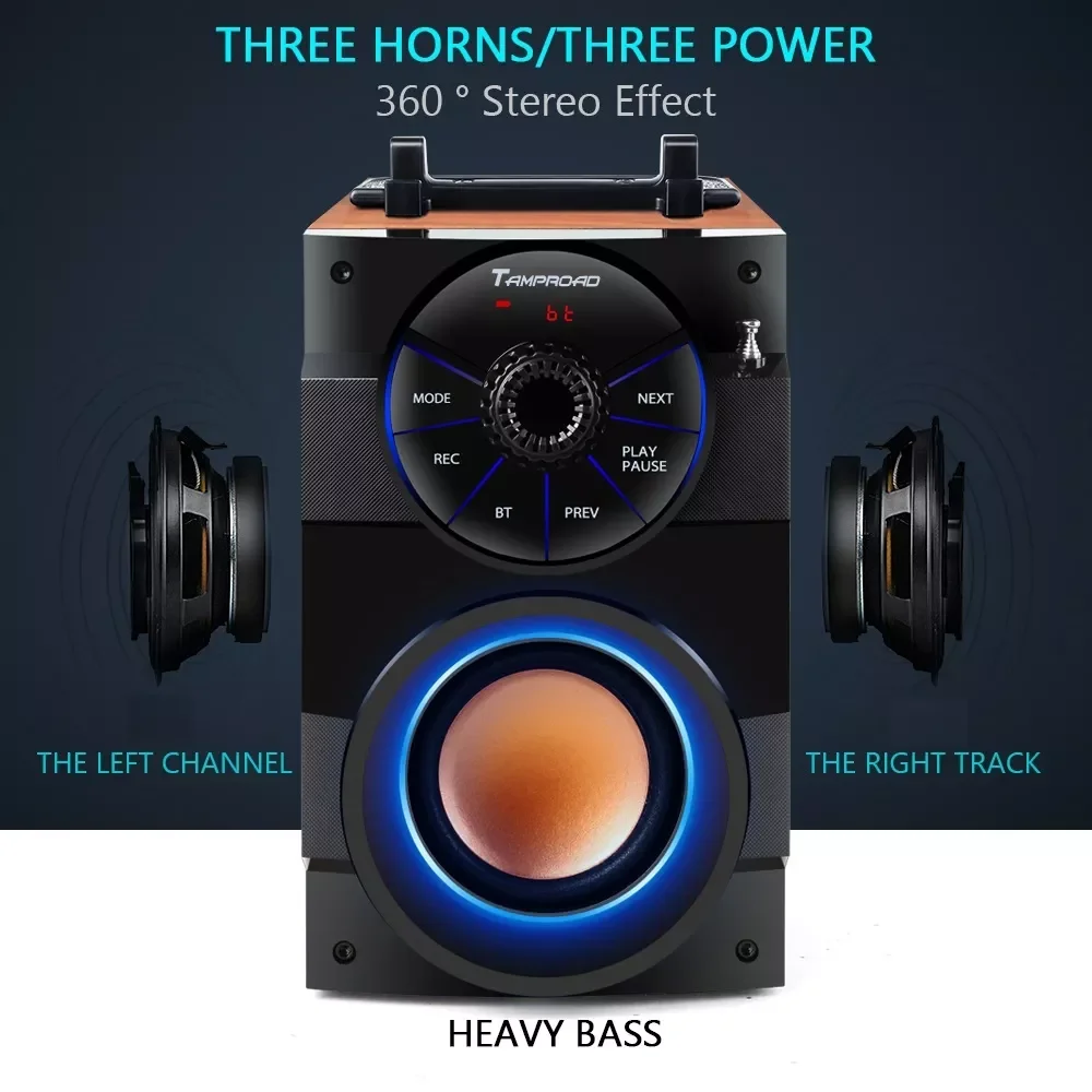 Bluetooth-Колонка TOPROAD портативная с сабвуфером и FM-радио |