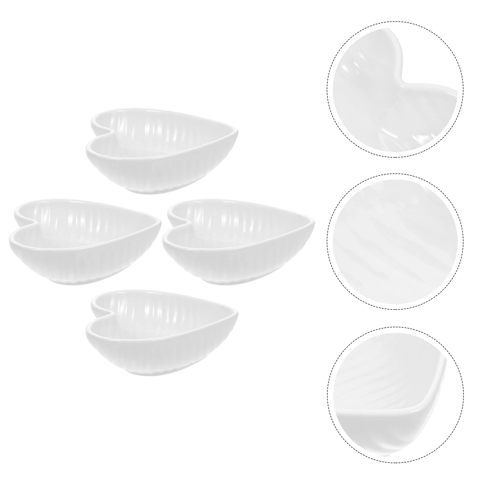 

4Pcs Heart-shaped Delicate Ceramic Seasoning Dishes Sauce Vinegar Dishes