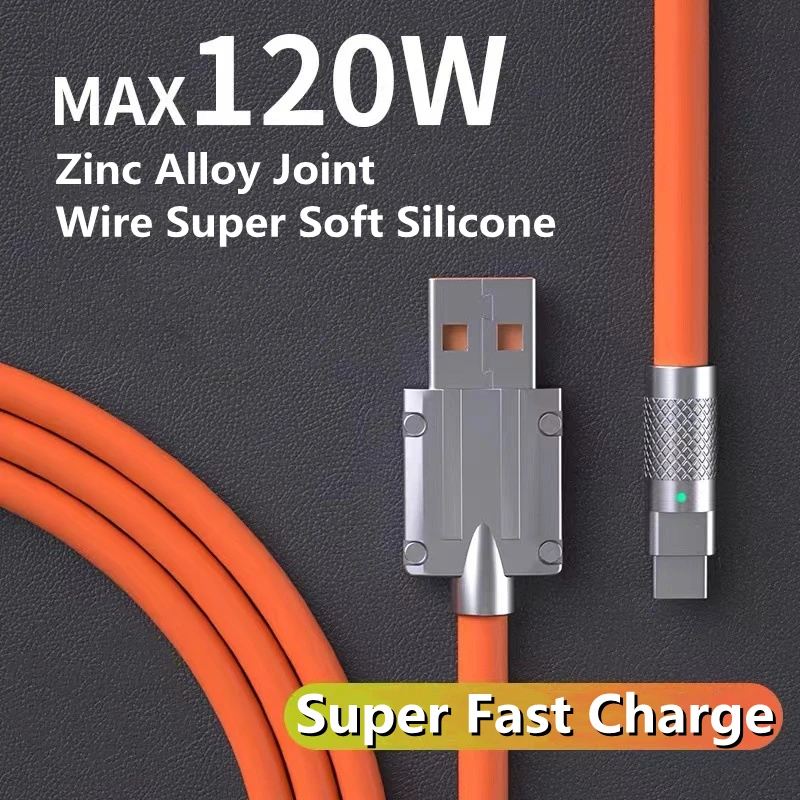 

Кабель USB Type-C из жидкого силикона, 120 Вт, 6 А