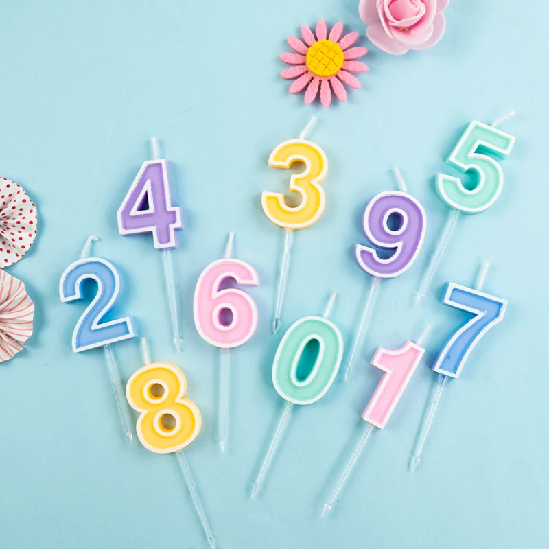 1pcs 0-9 Colorful/ gold number candle for birthday party baby shower wedding cake topper decoration Party Supplies
