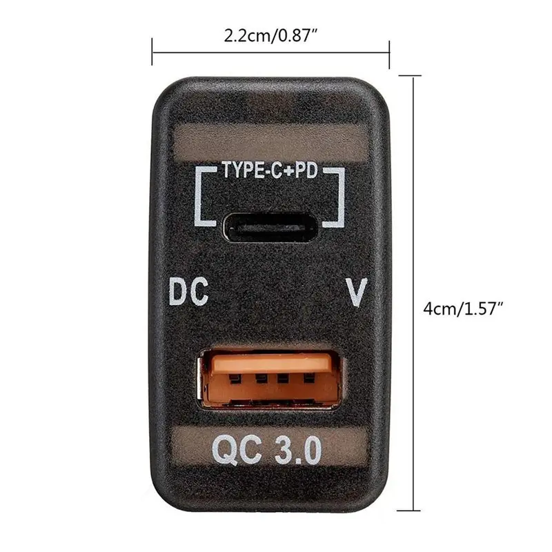 Фото 2X автомобильный быстрый адаптер QC3.0 с двумя USB-портами и вольтметром для Toyota Land Cruiser Hilux Prado FJ №4