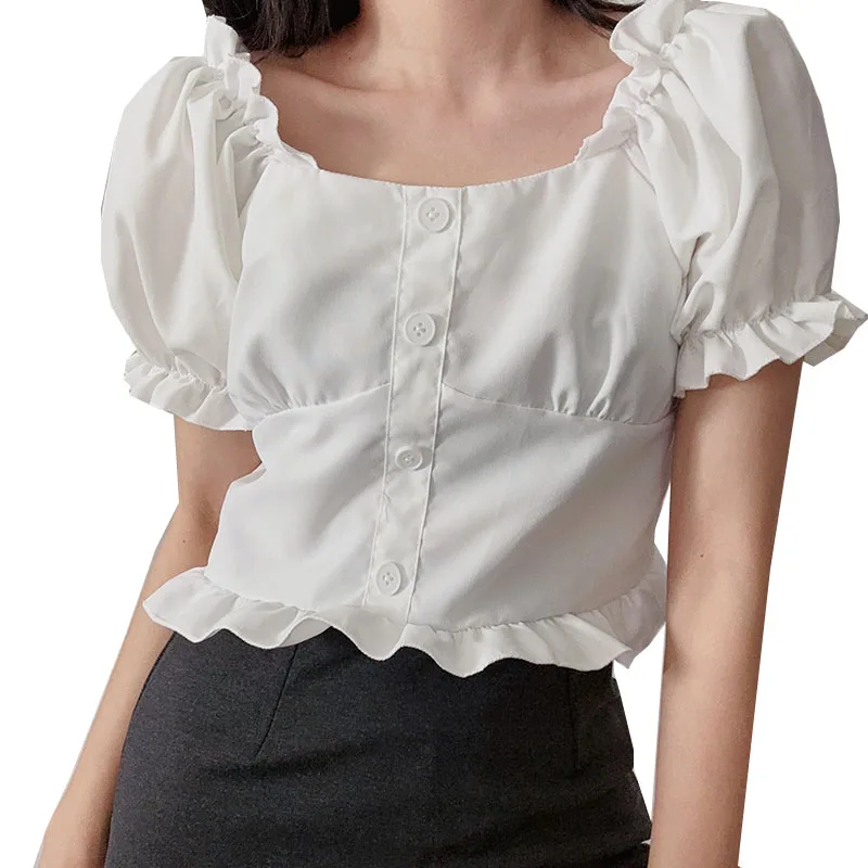

White Loose Blouse for Women Short Sleeve Shirt Summer Top Fashion Chic Woman Shirts and Blouses Elegant Women's Clothing