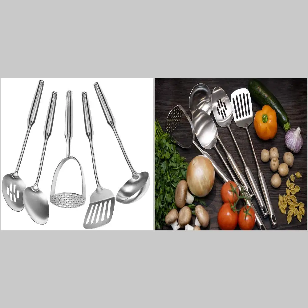 

Fantastic 5Pcs 2410 Kitchen Essential Stainless Steel Cooking Utensil Set