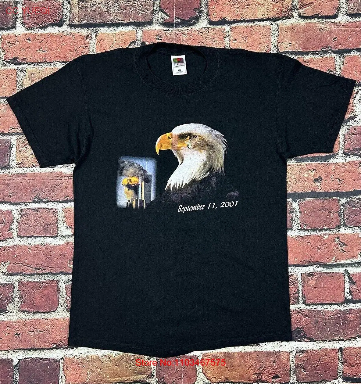 Винтажная Футболка 9/11 11 сентября двухместная башня NYC плач лысой Орел Мужская L