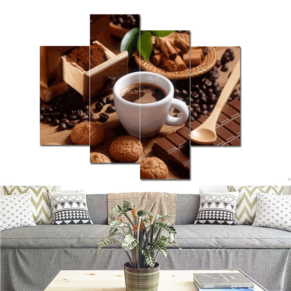 

HUACAN 5D Diy Diamond Embroidery Coffee 4pcs Diamond Painting Cup Rhinestone Mosaic Multi-picture