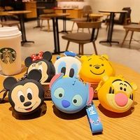 disney anime cartoon figure stitch mickey mouse minnie donald duck coin purse keychains kawaii pendant pvc model kid toys gift