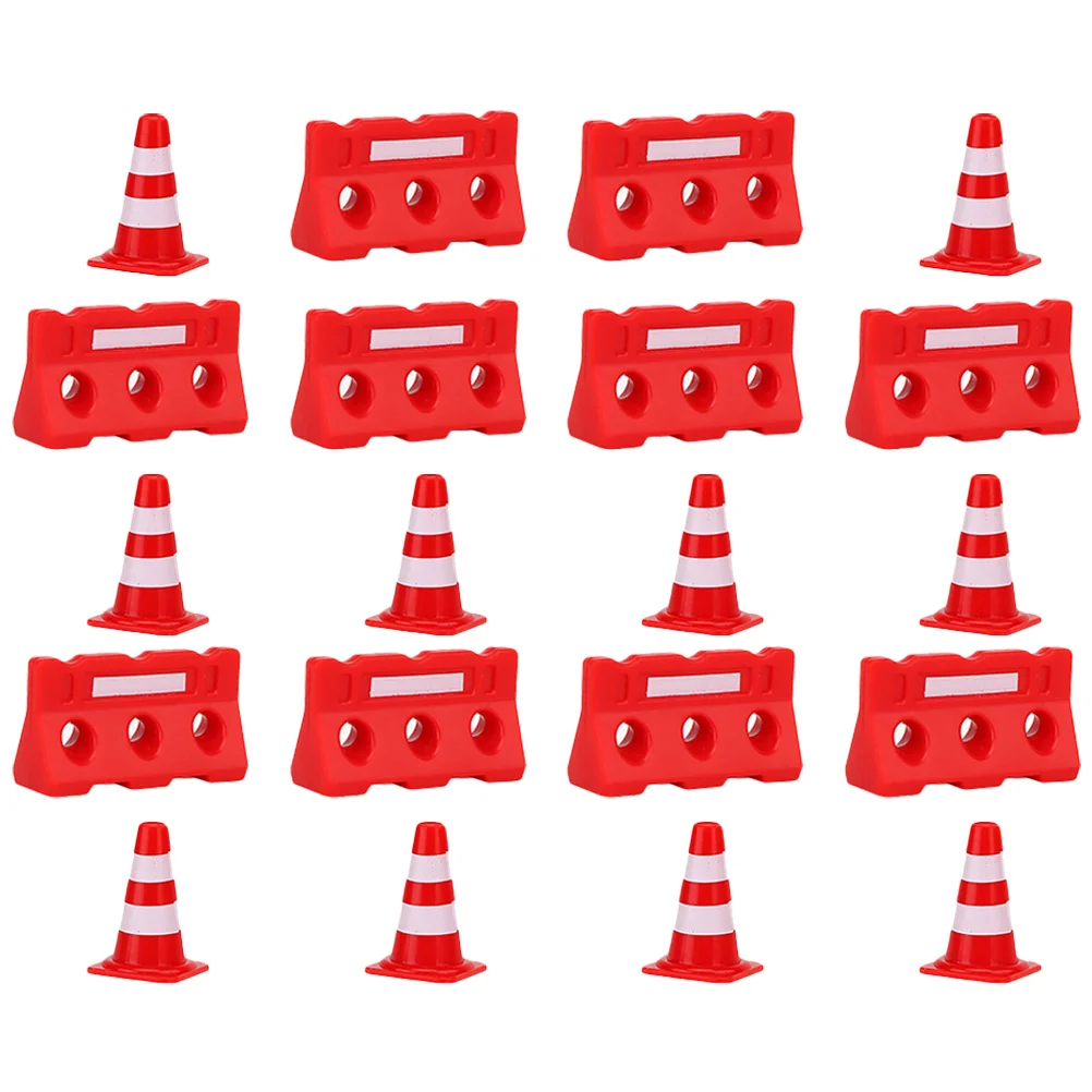

20pcs Mini Traffic Road Cones Construction Road Cones Traffic Fences Sign Toys Road Signs