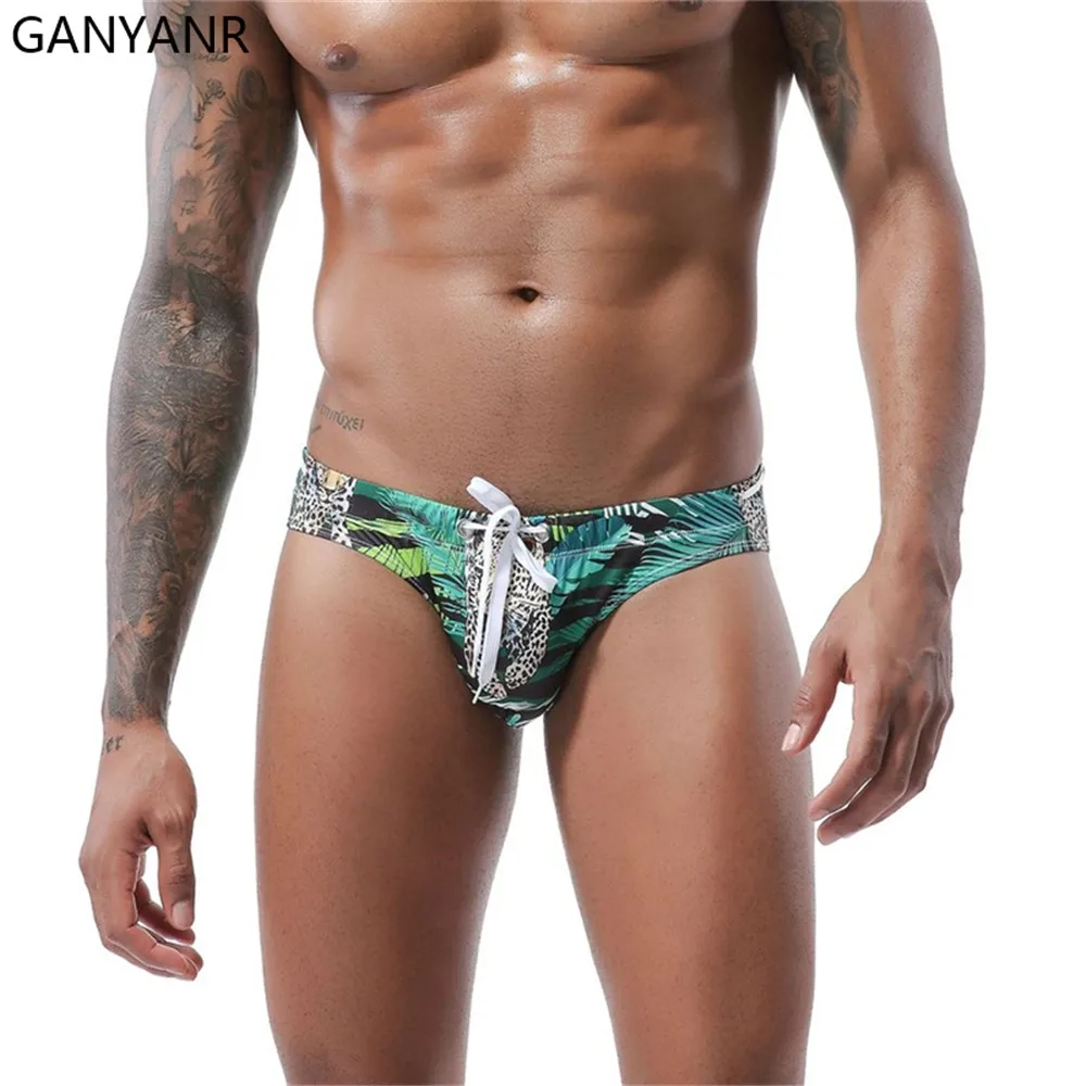 

GANYANR Swimming Trunks Gay Swimwear Men Swimsuit Swim Briefs Sexy Beach Shorts Sunga Homens Thong Bikini bathing suit surf wear